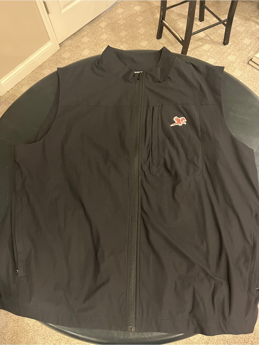 Men's Black Zip-Front Performance Vest with Chest Patch